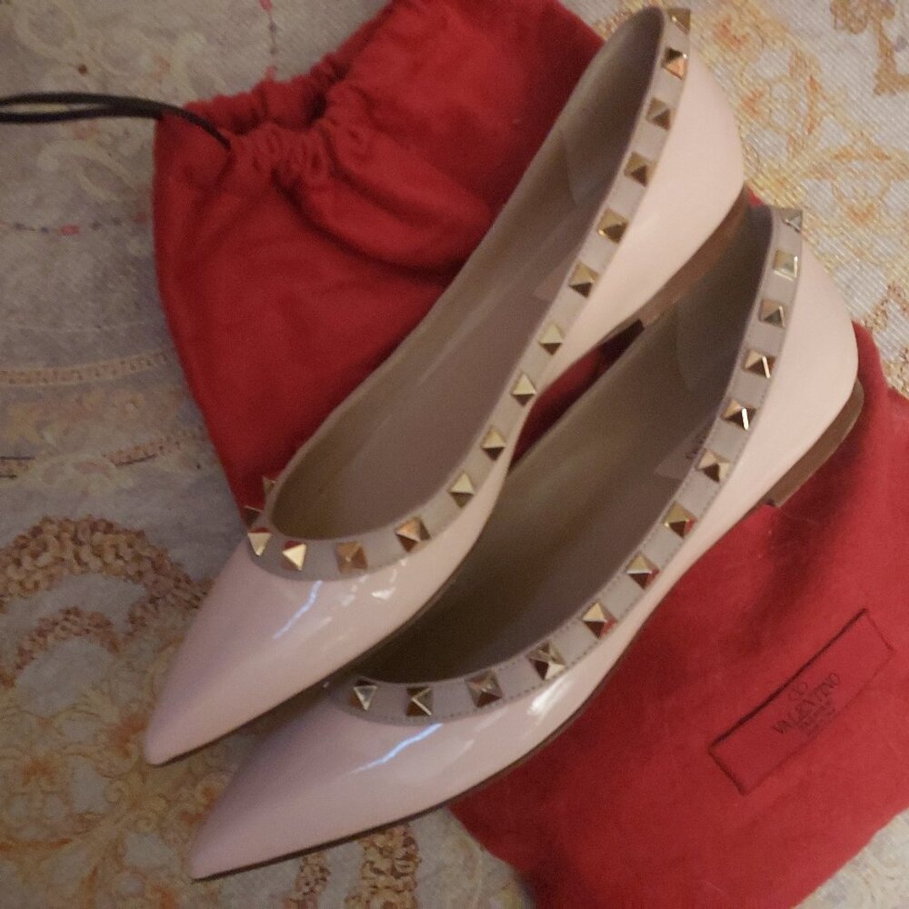 VALENTINO GARAVANI ROCKSTUD POINTY BALLET FLATS 8.5